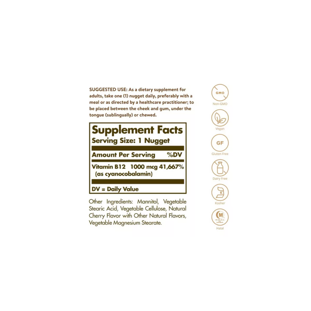 Vitamina B12, Sublingual.  Solgar®