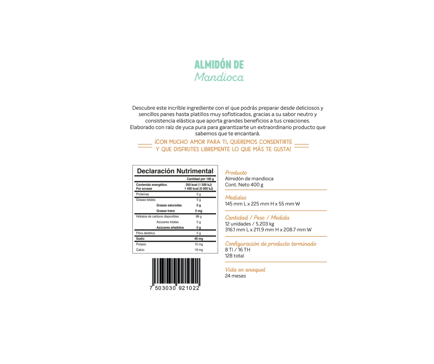 Almidón de Mandioca. Clementina Gluten Free®