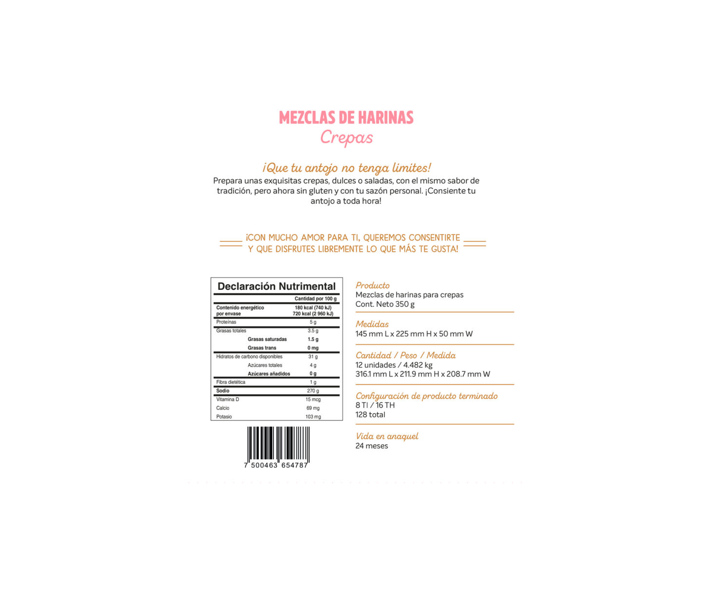Mezcla de harinas para Crepas. Clementina Gluten Free®