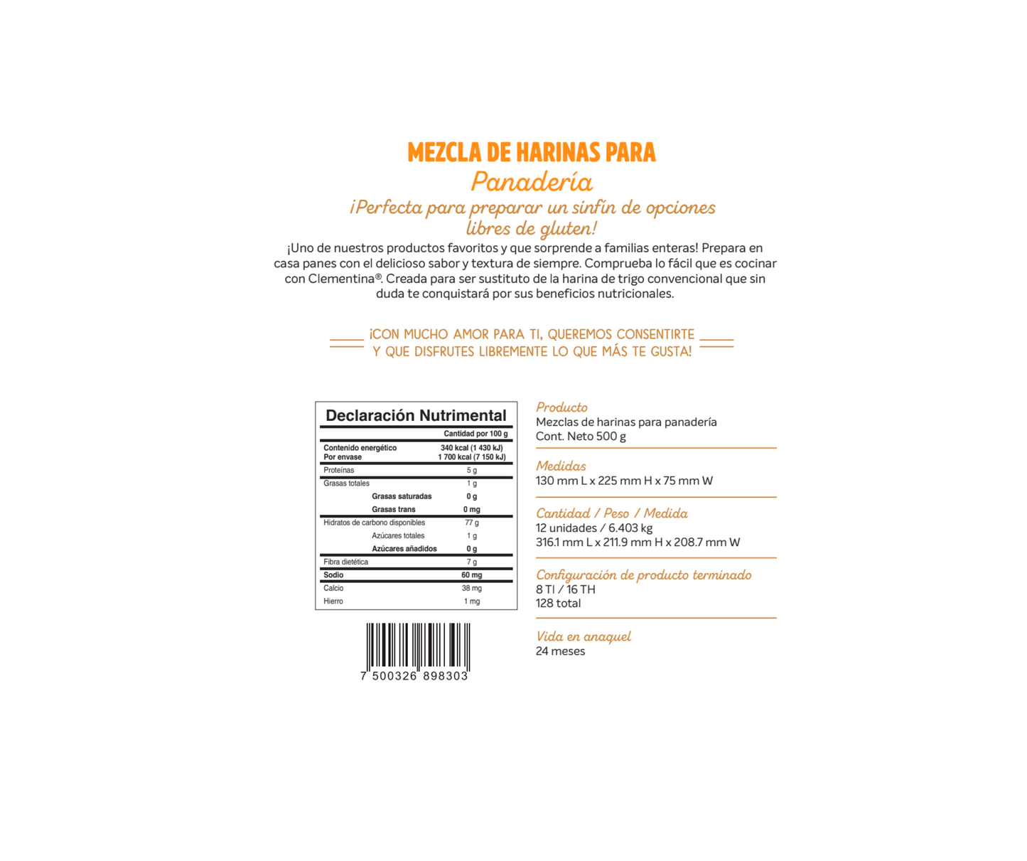 Mezcla de harinas para Panadería. Clementina Gluten Free®